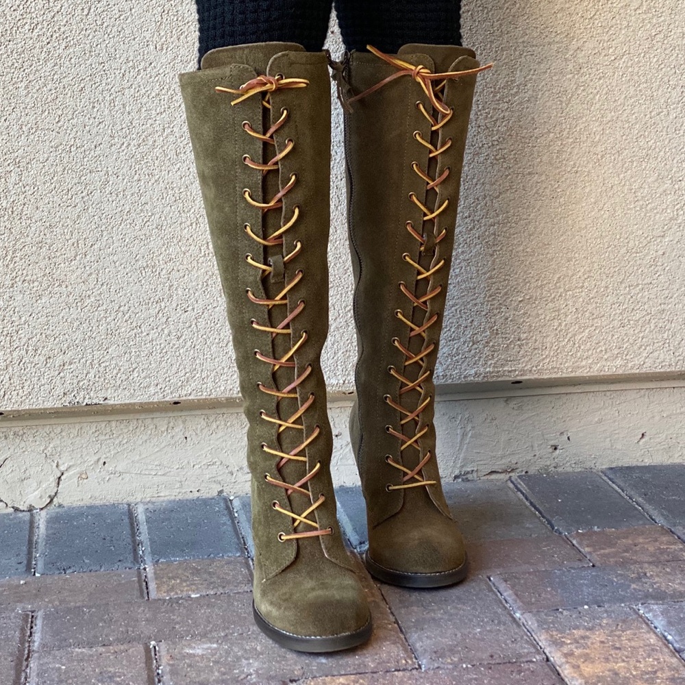 Moss Genuine Leather Lace Up Heeled Military Boot - Picture 4 of 14